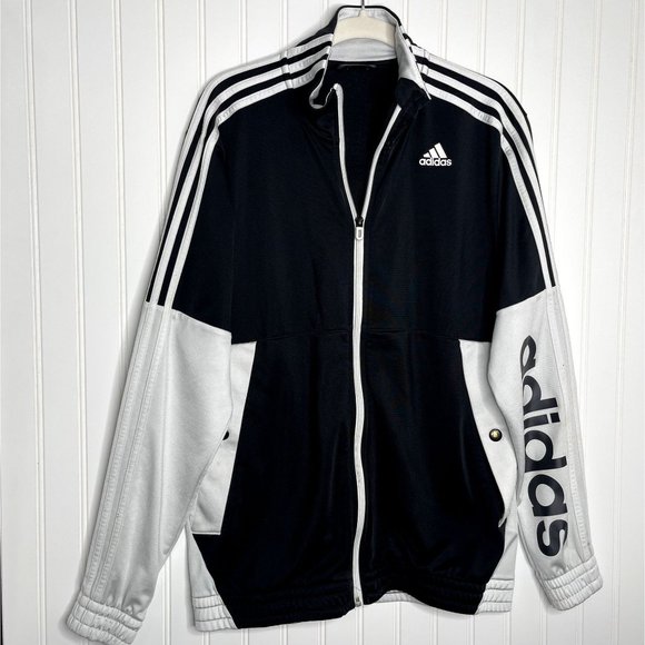 adidas Other - Adidas Men's Logo Track Running Black White Full Zip Colorblocked Jacket L Retro